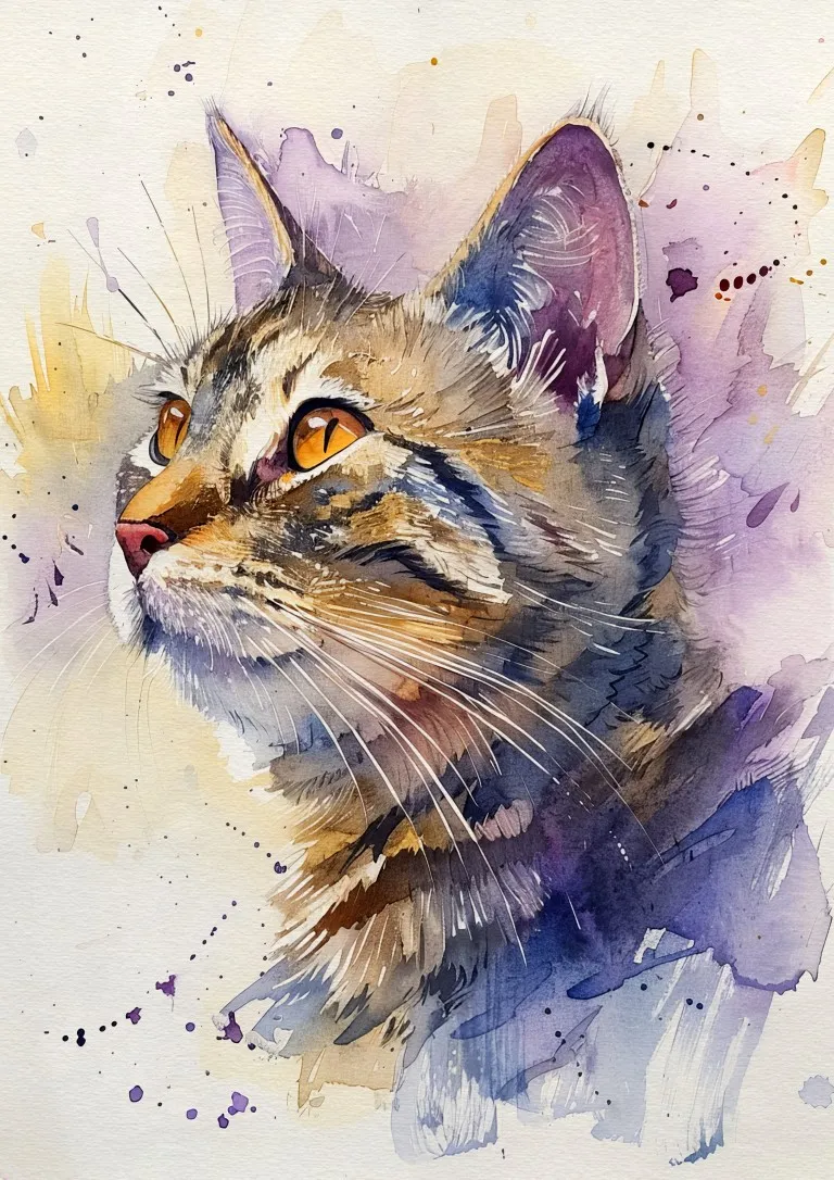 Cat Watercolour Print on Matte Paper | Soft Feline Wall Art