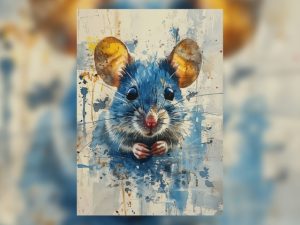 Charming Watercolor Mouse Painting Print 5"x7" on Matte Paper