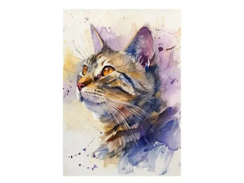 Cat Watercolour Print on Matte Paper | Soft Feline Wall Art