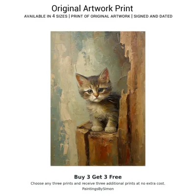 Curious Kitten Print on Matte Paper | Adorable Cat Wall Art