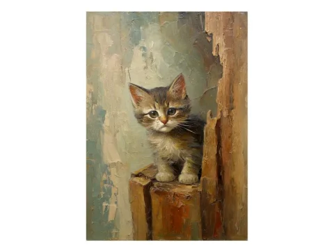 Curious Kitten Print on Matte Paper | Adorable Cat Wall Art