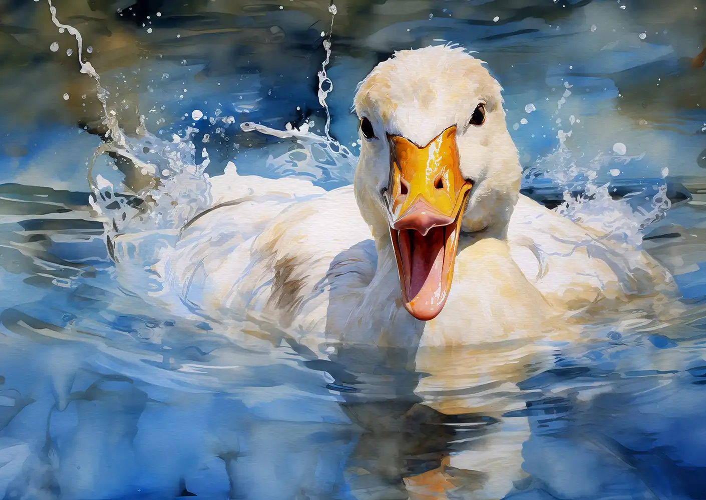 Duck Water Print on Matte Paper | Wildlife Bird Wall Art