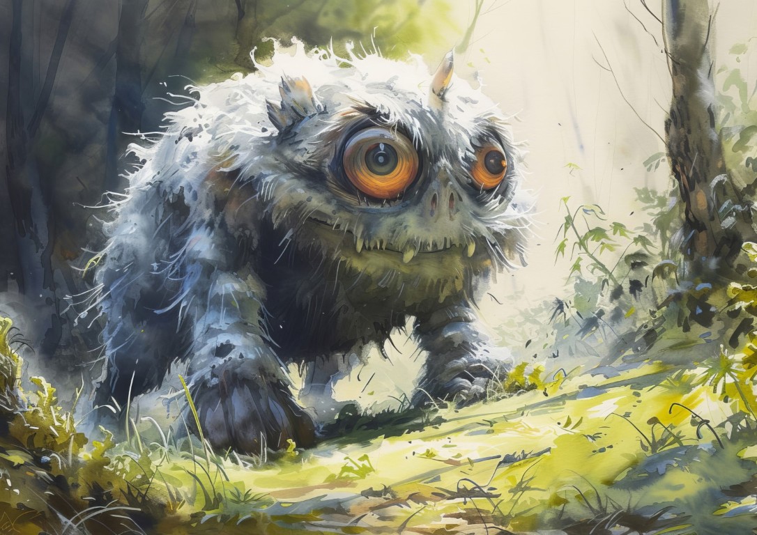 Enchanting Creature Watercolor, Fantasy Painting Print 5"x7" on Matte Paper