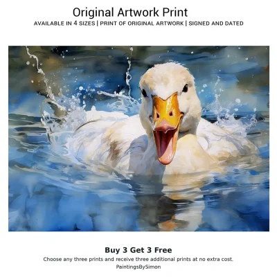Duck Water Print on Matte Paper | Wildlife Bird Wall Art