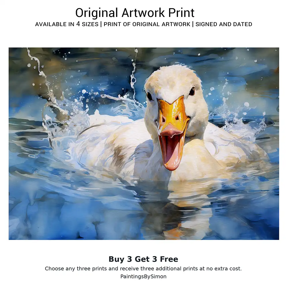 Duck Water Print on Matte Paper | Wildlife Bird Wall Art
