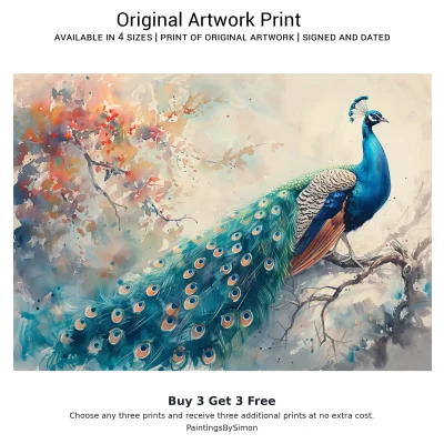 Peacock Display Print on Matte Paper | Colourful Bird Wall Art