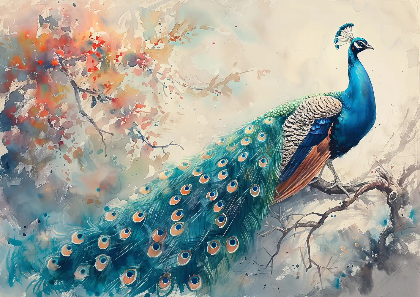 Peacock Display Print on Matte Paper | Colourful Bird Wall Art
