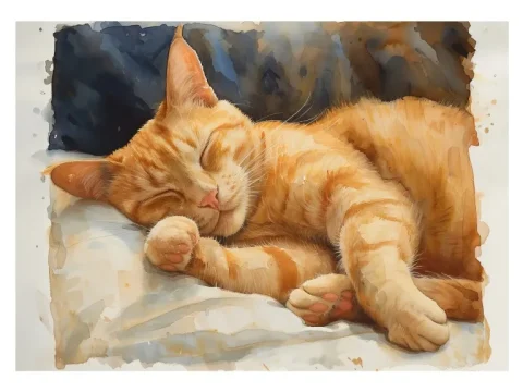 Sleeping Ginger Cat Print on Matte Paper | Cosy Cat Wall Art