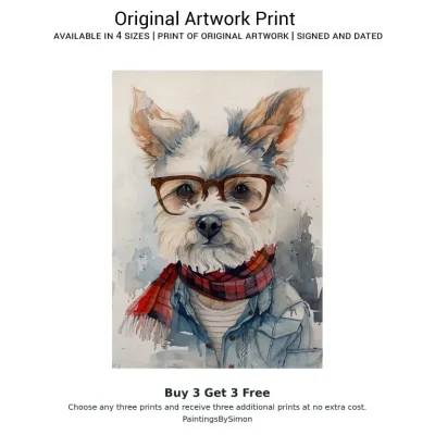 Dog Glasses Print on Matte Paper | Funny Dog Wall Art