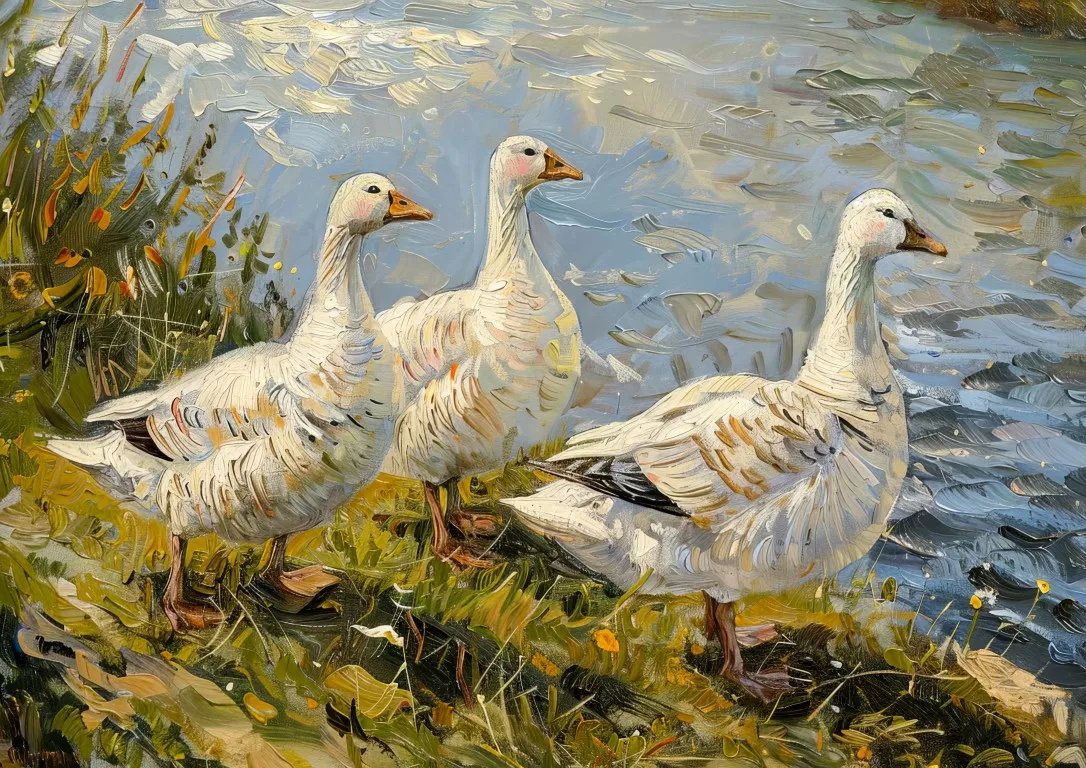 Geese River Print on Matte Paper | Countryside Bird Wall Art