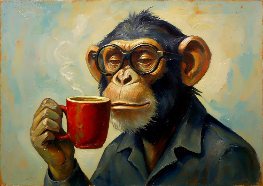 Chimp Artist Print on Matte Paper | Funny Animal Wall Art
