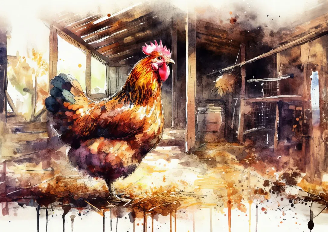 Rooster Farm Print on Matte Paper | Country Bird Wall Art