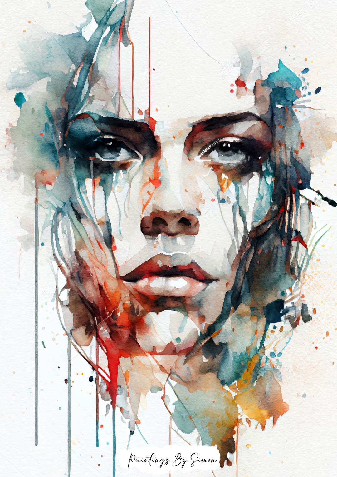 Aquarelle painting capturing a complex blend of human emotions