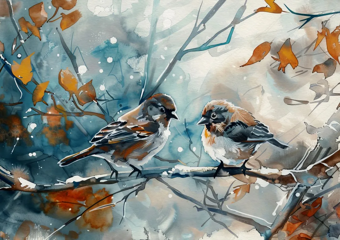 Autumn Sparrow Print on Matte Paper | Garden Bird Wall Art