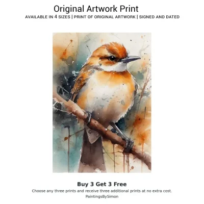 Bird Watercolour Print on Matte Paper | Elegant Wildlife Wall Art