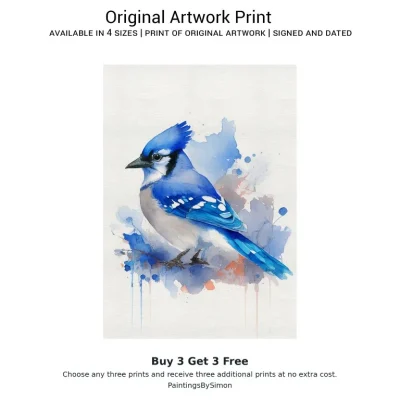 Blue Jay Print on Matte Paper | Garden Bird Wall Art