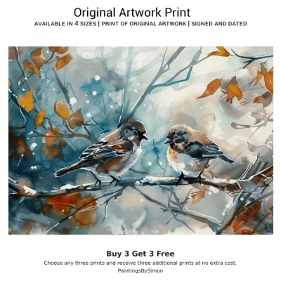 Autumn Sparrow Print on Matte Paper | Garden Bird Wall Art