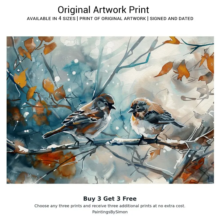 Autumn Sparrow Print on Matte Paper | Garden Bird Wall Art