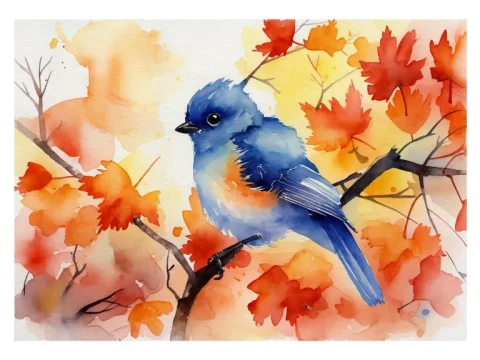 Blue Bird Portrait Print on Matte Paper | Colourful Wildlife Wall Art