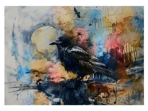 Raven Ink Print on Matte Paper | Gothic Bird Wall Art