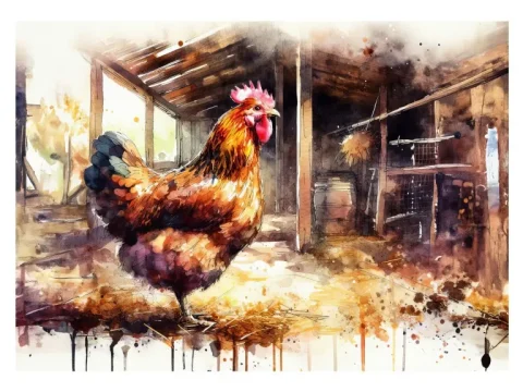 Rooster Farm Print on Matte Paper | Country Bird Wall Art