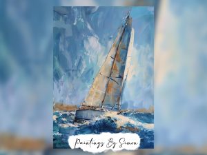 Dynamic sailing boat painting