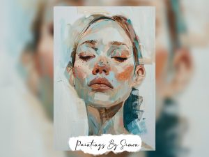Abstract female portrait with bold brushstrokes and a serene expression