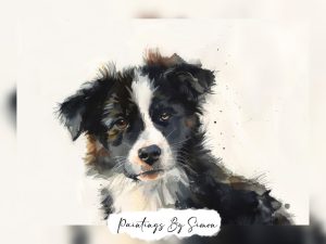 Lifelike dog face watercolor portrait