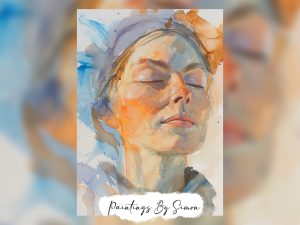 Watercolor portrait capturing deep human emotions