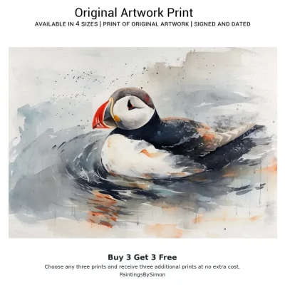 Puffin Bird Print on Matte Paper | Coastal Wildlife Wall Art