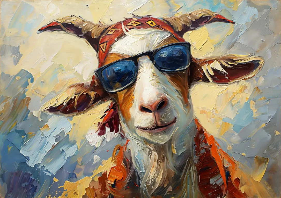 Cool Goat Sunglasses Print on Matte Paper | Funny Farm Animal Art