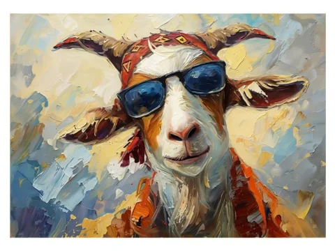 Goat Sunglasses Print on Matte Paper | Funny Farm Animal Art