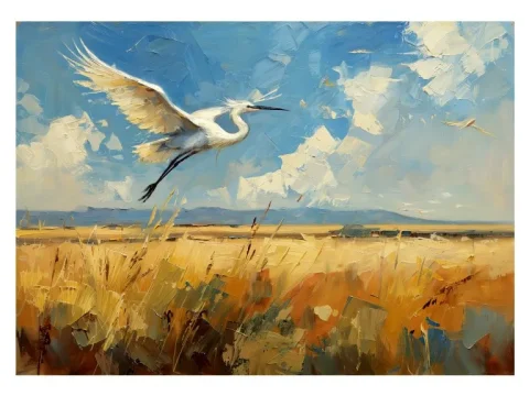 Heron Flying Print on Matte Paper | Wetland Bird Wall Art