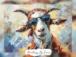 Cool goat with stylish accessories