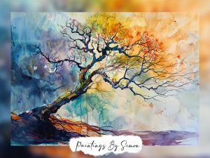 Nature-inspired tree watercolor painting