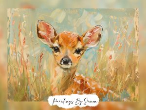 Adorable painting of a baby deer