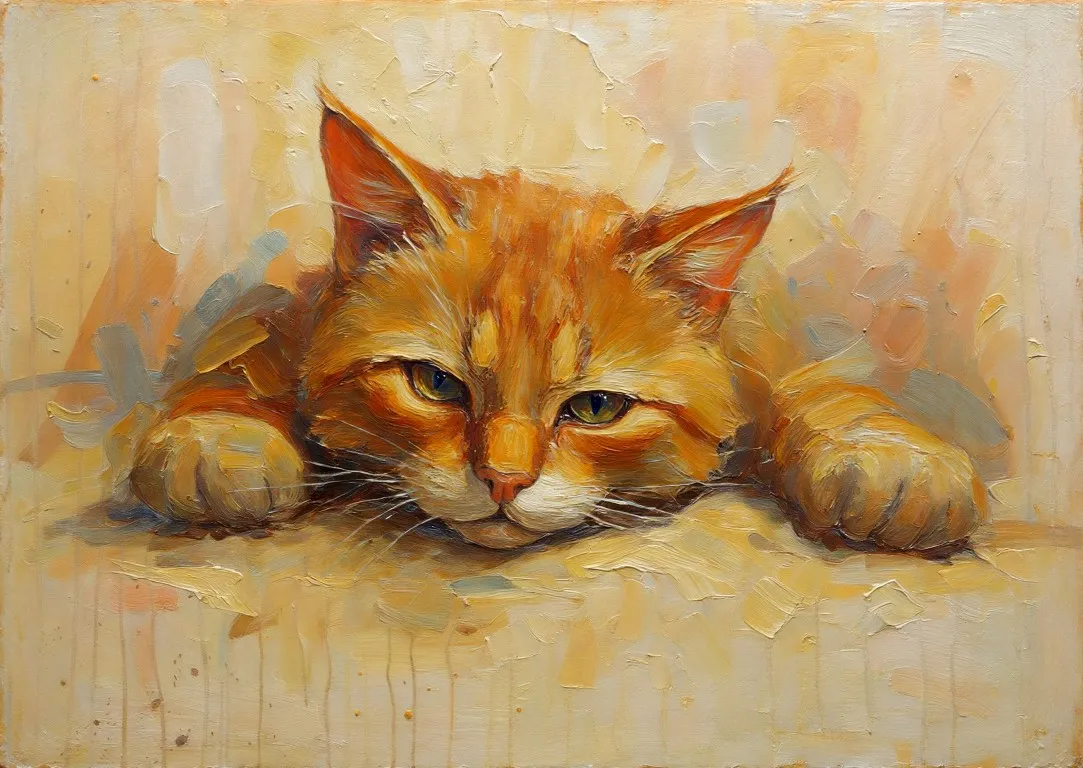 Expressive Cat Portrait Print on Matte Paper | Feline Wall Art