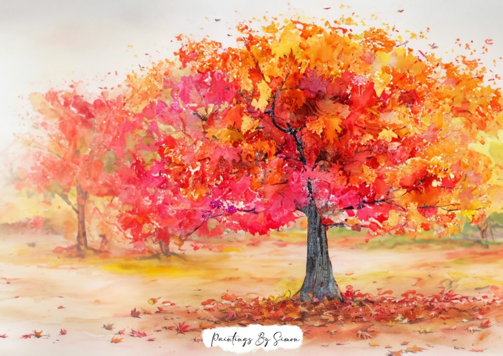 Autumn Rudd Vibrant Autumn Tree Painting: Capture the Beauty of Fall
