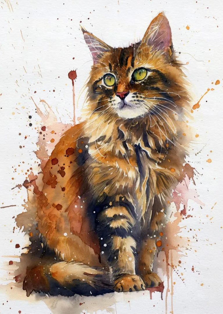 Elegant Cat Portrait Print on Matte Paper | Feline Wall Art
