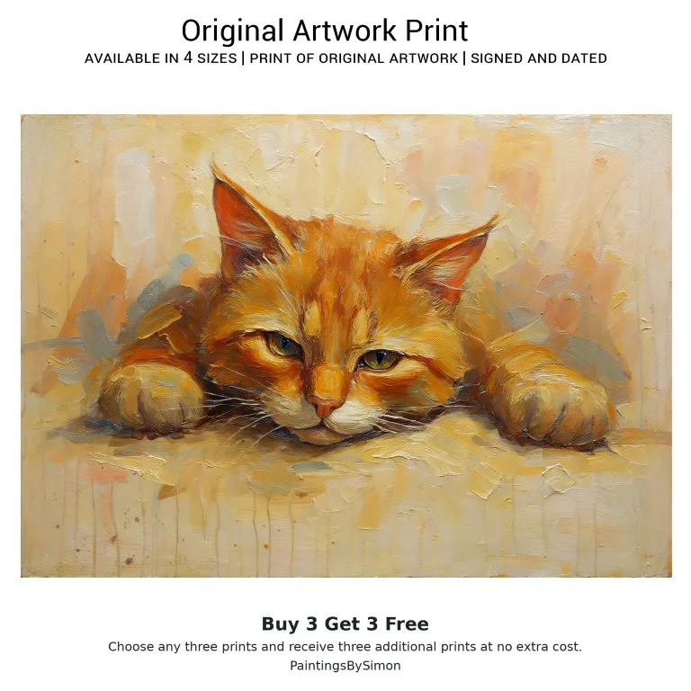 Expressive Cat Portrait Print on Matte Paper | Feline Wall Art