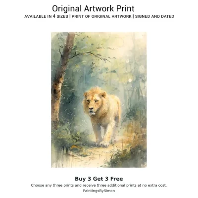 Lion Forest Print on Matte Paper | Big Cat Wall Art