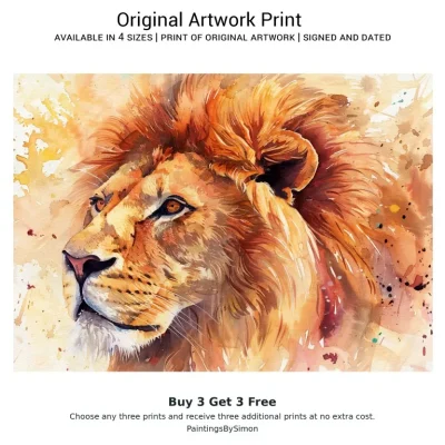Lion Portrait Print on Matte Paper | Big Cat Wall Art
