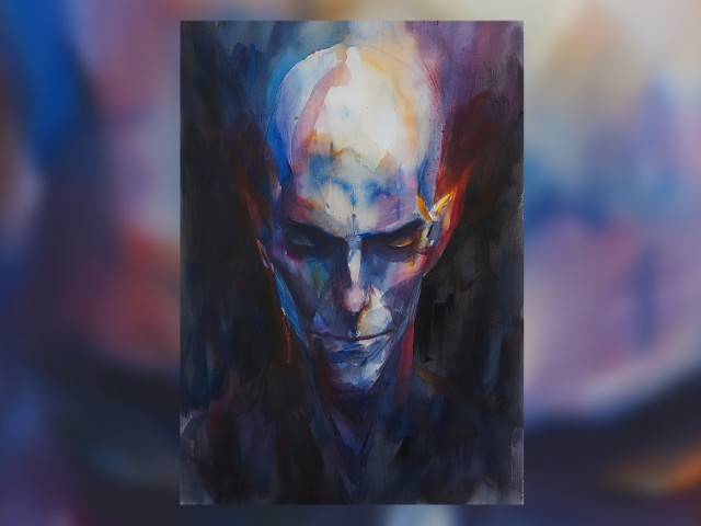 Mysterious Vampire Portrait Watercolor Painting