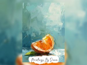 Vibrant oil painting of an orange slice