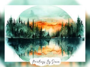 Tranquil forest reflection on calm waters