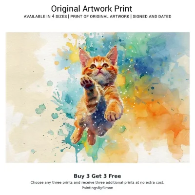 Playful Kitten Print on Matte Paper | Cute Cat Wall Art