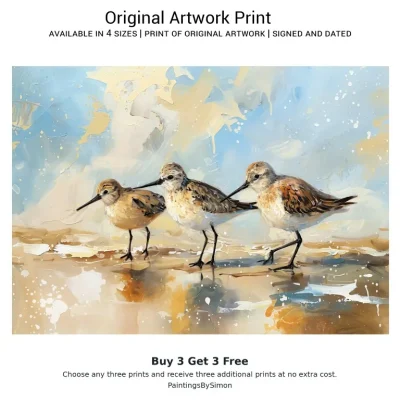 Shore Birds Print on Matte Paper | Coastal Bird Wall Art