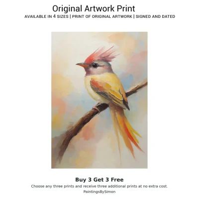 Colourful Bird Oil Print on Matte Paper | Wildlife Wall Art