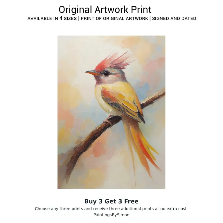 Colourful Bird Oil Print on Matte Paper | Wildlife Wall Art
