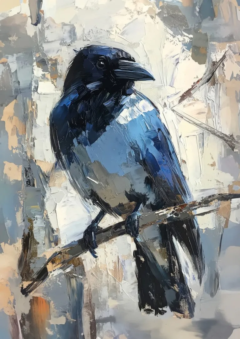 Magpie Winter Print on Matte Paper | British Bird Wall Art